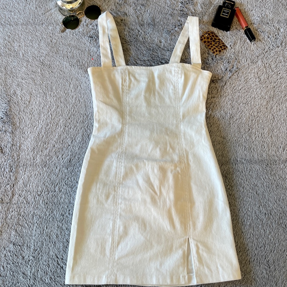 White denim mini dress